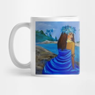 HULA GIRL ON THE BEACH IN BLUE Mug